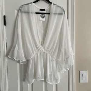Alyssa Thomas NY, White Sheer Top, Size OS